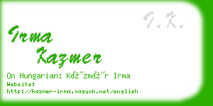 irma kazmer business card